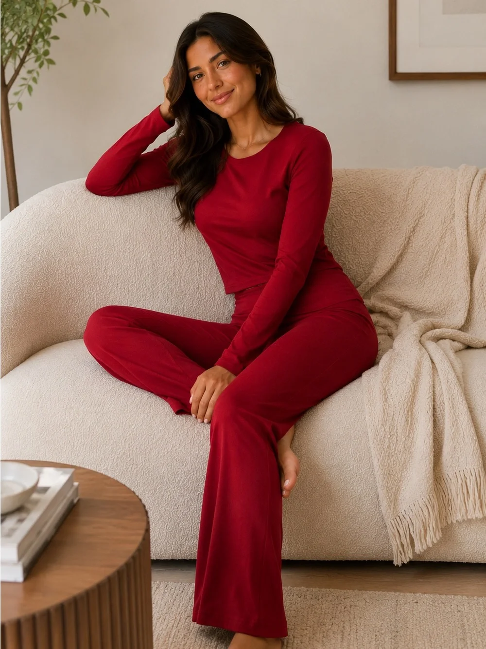 Matching Lounge Set | Athleisure, Travel, Yoga 2pc set - Size Small Deep Red